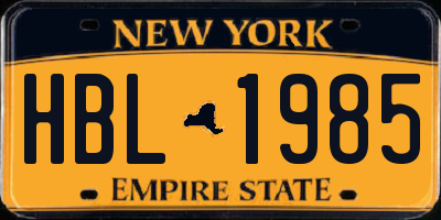 NY license plate HBL1985