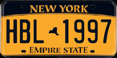 NY license plate HBL1997