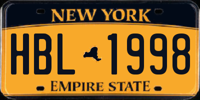 NY license plate HBL1998