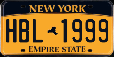 NY license plate HBL1999