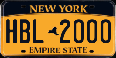 NY license plate HBL2000