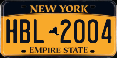 NY license plate HBL2004