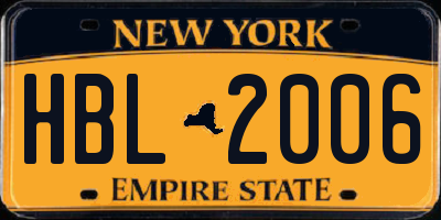 NY license plate HBL2006