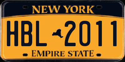 NY license plate HBL2011