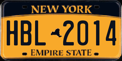 NY license plate HBL2014