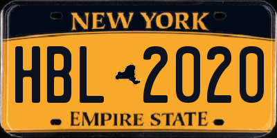 NY license plate HBL2020