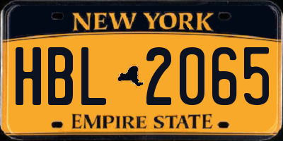 NY license plate HBL2065