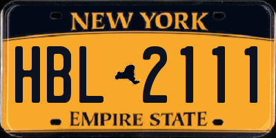 NY license plate HBL2111