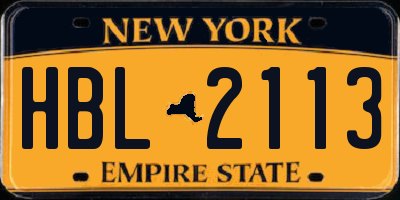 NY license plate HBL2113