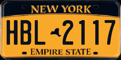 NY license plate HBL2117