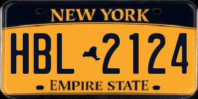 NY license plate HBL2124