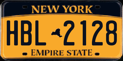 NY license plate HBL2128