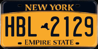 NY license plate HBL2129