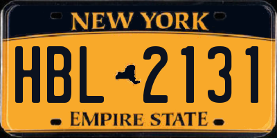 NY license plate HBL2131