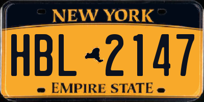 NY license plate HBL2147