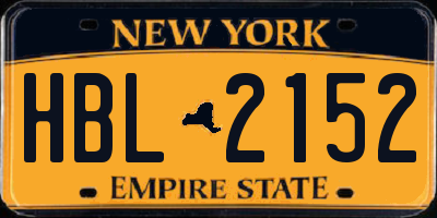 NY license plate HBL2152