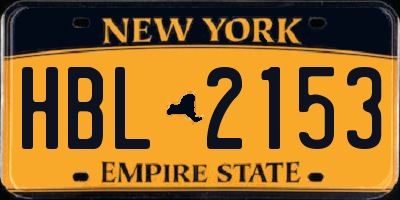 NY license plate HBL2153