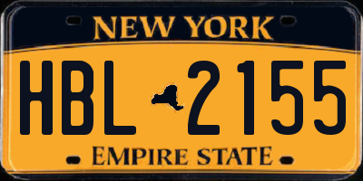 NY license plate HBL2155