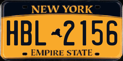 NY license plate HBL2156