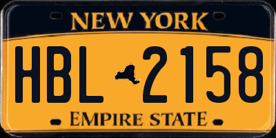 NY license plate HBL2158