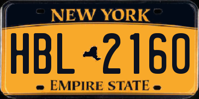 NY license plate HBL2160