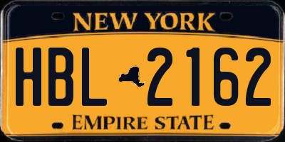 NY license plate HBL2162