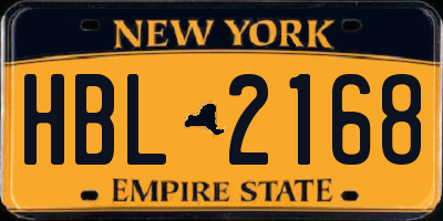 NY license plate HBL2168