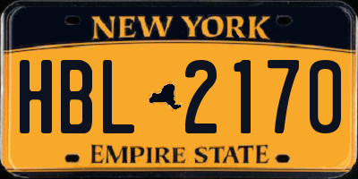 NY license plate HBL2170