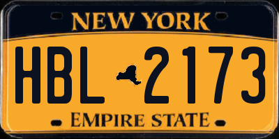 NY license plate HBL2173
