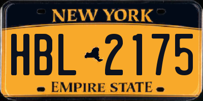 NY license plate HBL2175