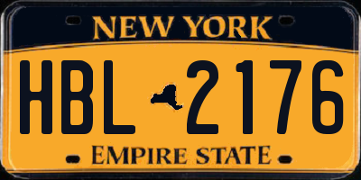NY license plate HBL2176