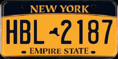 NY license plate HBL2187