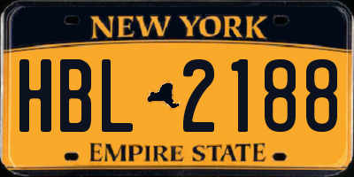 NY license plate HBL2188