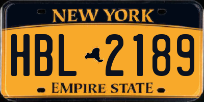 NY license plate HBL2189