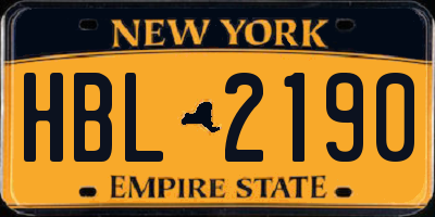 NY license plate HBL2190