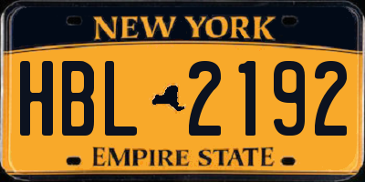 NY license plate HBL2192