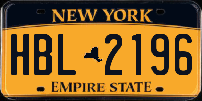 NY license plate HBL2196