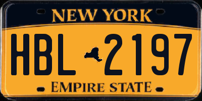 NY license plate HBL2197