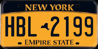NY license plate HBL2199