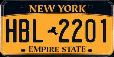 NY license plate HBL2201