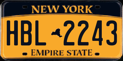 NY license plate HBL2243