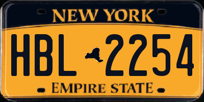 NY license plate HBL2254
