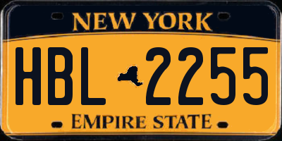 NY license plate HBL2255