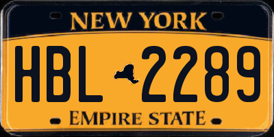 NY license plate HBL2289