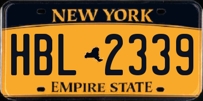 NY license plate HBL2339