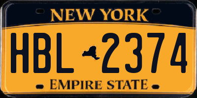 NY license plate HBL2374
