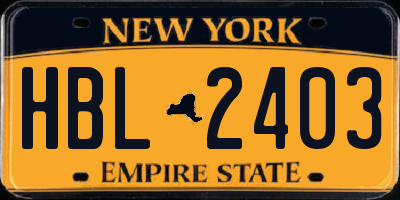 NY license plate HBL2403
