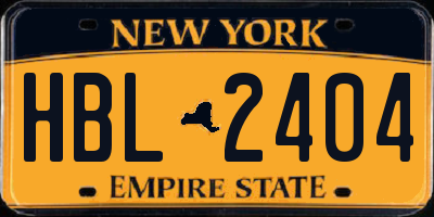 NY license plate HBL2404