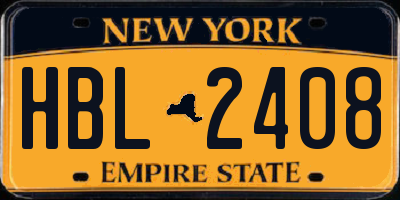 NY license plate HBL2408