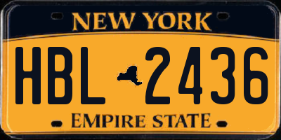 NY license plate HBL2436